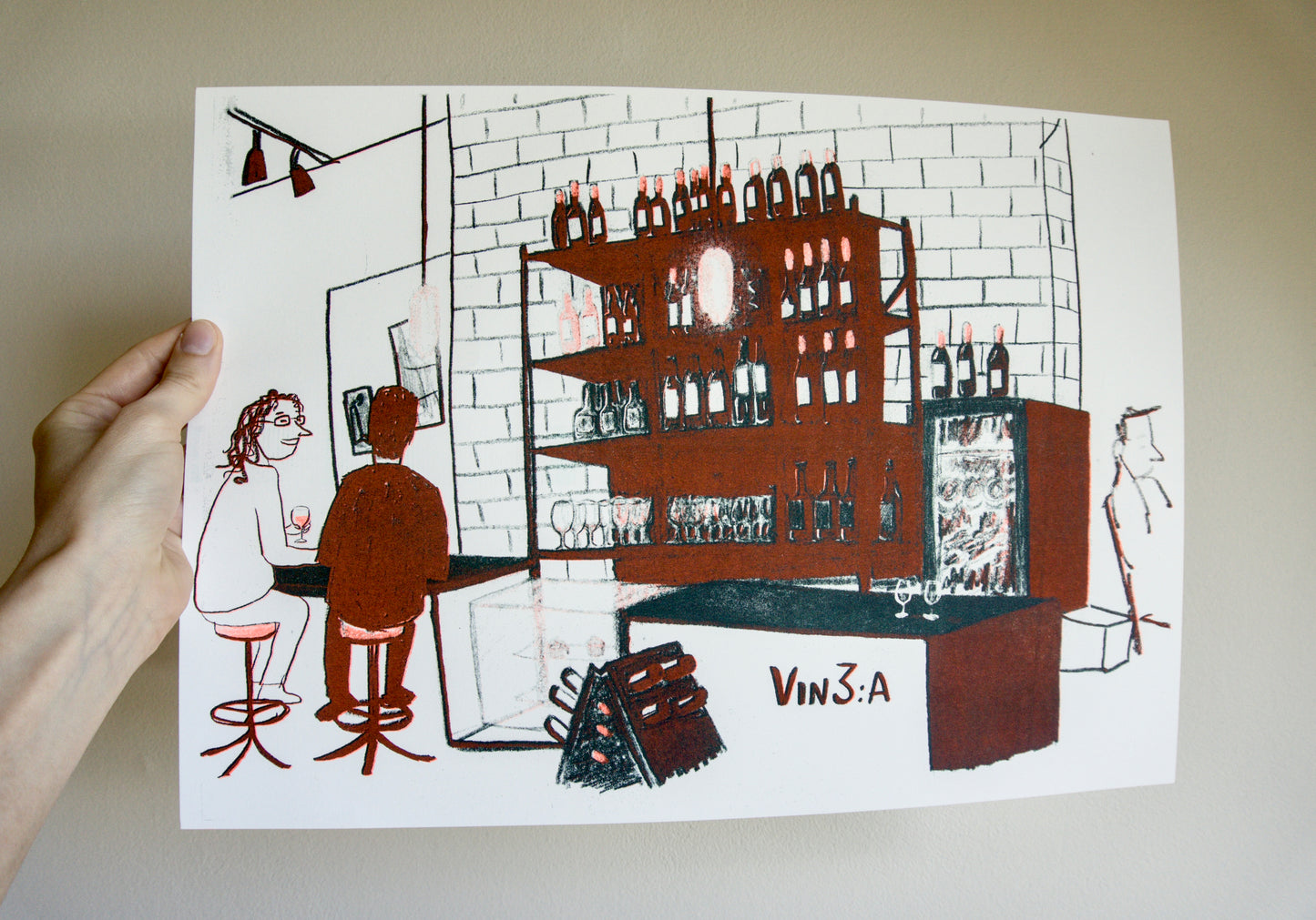 Plakat - Gæster på Vinbar (Limited Edition Risografi) - A3