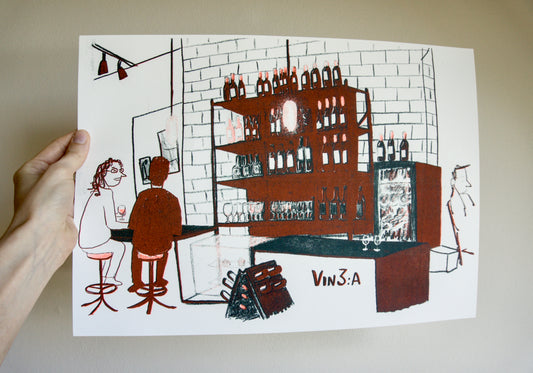 Plakat - Gæster på Vinbar (Limited Edition Risografi) - A3