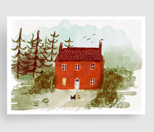 Poster - Red House in the Woods - A5